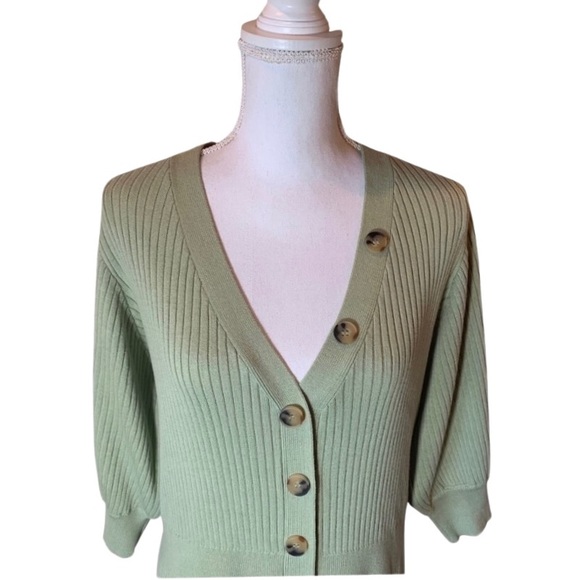 Eloquii Women's Long Sleeve Button Up Ribbed Midi Dress In Green. Large - Picture 8 of 13